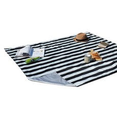 하임앤하임 스트라이프 피크닉 매트, 화이트 + 블랙