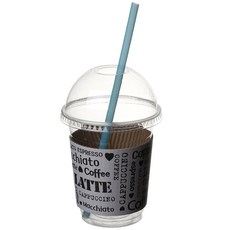 咖啡村 透明PET冰杯+圓頂蓋+杯套, 1個, 410ml