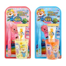 Pororo 印花牙刷組 藍色+粉色, 1套