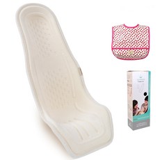 알프레미오 수유시트 + 순면 방수 유아용턱받이 핫핑크 딸기 + 선물용박스, 아이보리(오가닉코튼), 1세트