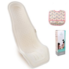 알프레미오 수유시트 + 코튼 방수 유아용턱받이 연핑크 잎사귀 + 선물용박스, 아이보리(오가닉코튼), 1세트