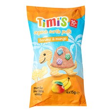 티미 유기농 터틀 퍼프 옥수수스낵 바나나 앤 망고, 15g, 4개