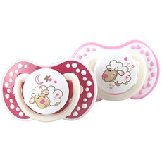 러비 야광 노리개 젖꼭지, 3단계 (6-18개월), 핑크, 2개