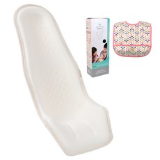 알프레미오 수유시트 + 코튼 방수 유아용턱받이 연핑크 잎사귀 + 선물용박스, 아이보리(메쉬 + 오가닉), 1세트