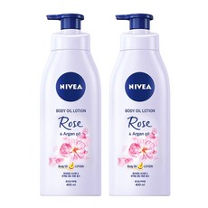 니베아 로즈 앤 아르간 바디오일로션, 400ml, 2개