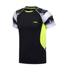 【羽毛球市場】李寧/AAYM021/AAYM014/中國國家隊男裝女圓T卹/羽毛球/乒乓球服/運動服AAYM021-2（男/黑）M