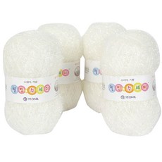 YEONIL 水洗毛線球, 1 White, 4球