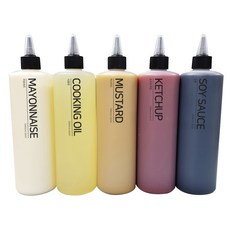 핸드팩토리 러블리 블랙캡 소스통 5개 + 뚜껑 5개 + 라벨 24종, 500ml, 1세트