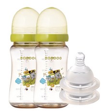 LITTLE BOBDOG PESU奶嘴奶瓶+奶嘴 第4階段(6個月以上), 綠色, 300ml, 2入