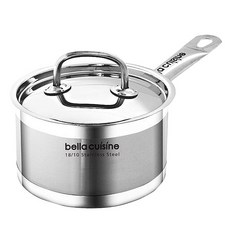 bella cuisine 電磁爐適用經典不鏽鋼單柄湯鍋+鍋蓋, 16cm, 銀色