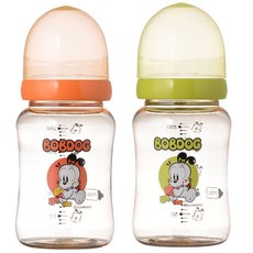 LITTLE BOBDOG PESU無奶嘴奶瓶 綠色+橘色 260ml, 1組