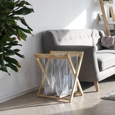 OLIVING 折疊式垃圾架, 原木, 1個