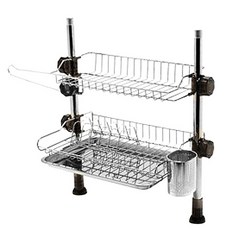 流理臺專用雙層餐具收納架, 單一顏色, 1 個