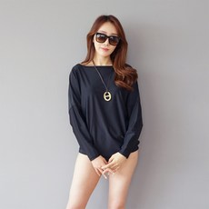 RASH PL. 女款海邊長袖上衣, 黑色