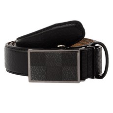 NICOLE LENIC 男士紳士高爾夫腰帶，帶 皮革自動搭扣, N601 黑色方塊