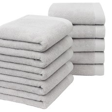 棉質毛巾 高級素色毛巾 170g 30支捻紗, 淺灰色, 10個