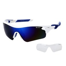오클렌즈 프리미엄 스포츠 선글라스 Q210 프레임 + 렌즈 2종 세트, 화이트블루 + 블루밀러편광, 1세트