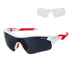 오클렌즈 프리미엄 스포츠 선글라스 Q210 프레임 + 렌즈 2종 세트, 화이트레드 + 스모그편광, 1세트