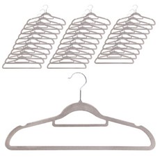 White Rabbit Cotton 絲絨防滑女用衣架, 灰色, 30個