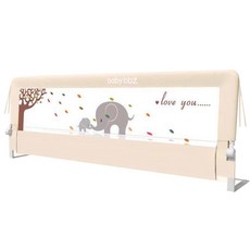 BabyBBZ 프리미엄 침대가드 150cm + 고정 끈, 코끼리 베이지
