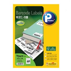 Printec 條碼標籤 V3410100 100 張 40 個空格, AnyLabel V3410-100_條形碼標籤40格100張