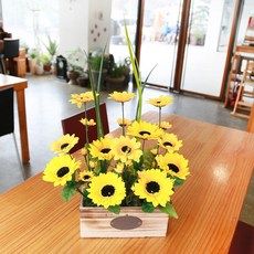 조아트 사각 내츄럴 해바라기 작품 중 꽃화분, 혼합 색상, 1개
