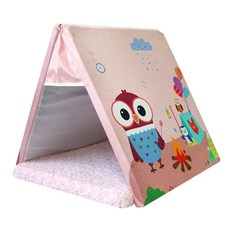 DEOPLLAE 三角狗狗屋海綿坐墊, 露營貓頭鷹DTP + 坐墊粉紅色