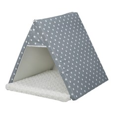 DEOPLLAE 三角狗狗屋坐墊, 星星 + 海綿奶油色