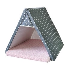 DEOPLLAE The Flare Triangle Dog House 海綿墊, 星星（灰色）、靠墊（粉色）