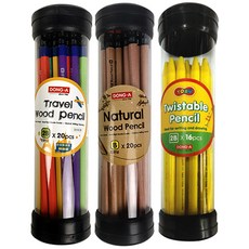 DONG-A 旅行木質鉛筆 2B x 20p + 天然木質鉛筆 B x 20p + Toru 2mm 自動鉛筆 2B x 16p 套組, 1套