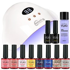 YUKI 凝膠指甲鑽石B套組, 封層膠 10g + 底膠 10g + 高級彩膠 10g x 8瓶 + 凝膠清潔液 100ml, 1套
