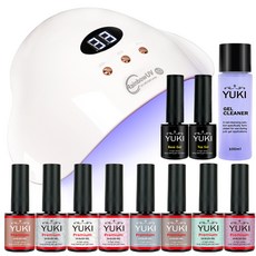 YUKI 凝膠指甲 鑽石 E套組, 上層凝膠 10g + 底層凝膠 10g + 優質彩色凝膠 10g x 8p + 凝膠清潔液 100ml + 凝膠燈 36W, 1套