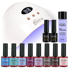 YUKI Gel Nail Diamond C Set, Top Gel 10g + Base Gel 10g + Premium Color Gel 10g x 8p + Gel Cleaner 100ml, 1套