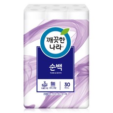 KleanNara 可綠納樂 Pure Endeuko 3層純白捲筒衛生紙, 27m, 1個, 30捲