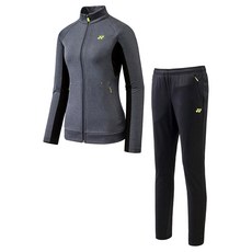 YONEX 女款運動拉鍊長袖外套 73WU006FGY+長褲 73WP006FBK