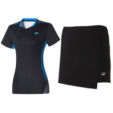 요넥스 여성용 스포츠 라운드 티셔츠 63TS030FBK + 스커트 61PS001FBK 상하의 세트