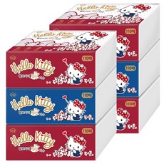 Hello Kitty 天然紙漿彈出紙巾 3 層 110 張, 110張, 6包