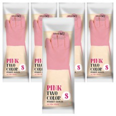 명진 홈에디션 투칼라 고무장갑 소, 핑크, 소(S), 5세트