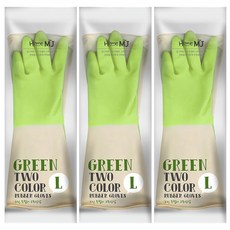 명진 홈에디션 투칼라 고무장갑 대, 그린, 대(L), 3세트