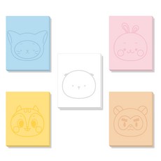 PAPIPAPU 面部記事本系列 5件套, 混色, 1套