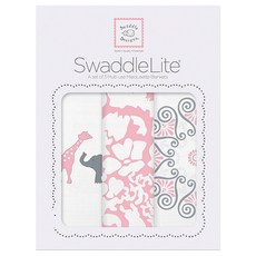 SwaddleDesigns 輕便印花毯3件組 476P, 粉色