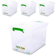 이지박스 플라스틱 리빙박스 80L 4개, 반투명