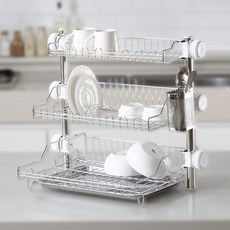 TOF 高級3層餐具瀝水收納架, 1個, 單色