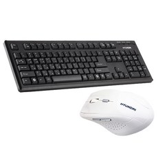 현대 키보드 HD-K2050 + 마우스 HD-WM7000 세트, HD-K2050(키보드), HD-WM7000(마우스), 키보드(Black), 마우스(White)
