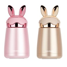 PUKO 兔子飛行員造型保溫瓶 T24 2入組, 金色+粉色, 300ml