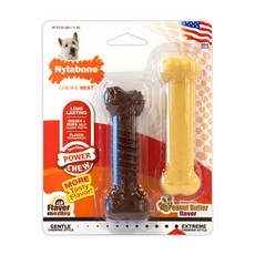 나일라본 듀라츄 메들리 & 땅콩버터맛 강아지 장난감 2종 세트 11kg 이하, 혼합 색상, 1세트