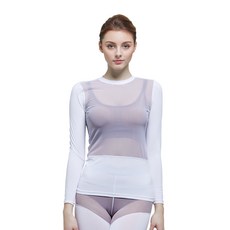 GearX 女式奢華夏季網眼長袖圓領酷打底上衣