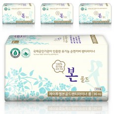 유기농본 골드 팬티라이너, 롱, 36개입, 4개