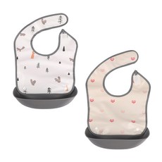 nordico 嬰兒可分離式防水吃飯圍兜 2件組, 森林朋友+粉色狐狸, 1組, 1組