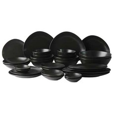 ERATO 4人用碗盤組 30入, 餐碗 10入+餐盤 6入+冷盤 10入+長盤 4入, 黑色
